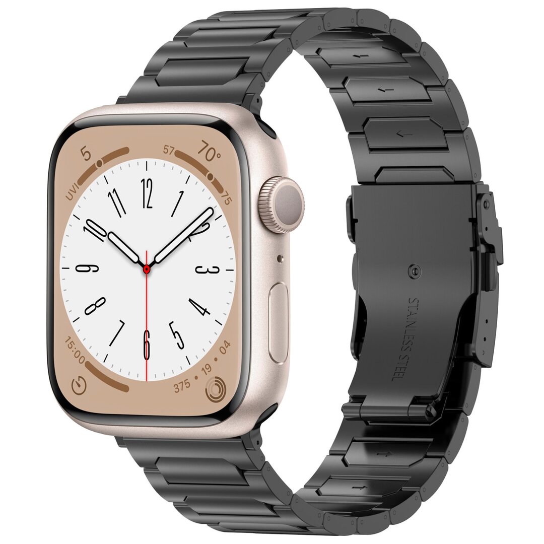 Titan H-Typ Gliederarmband - Schwarz - Geeignet f&uuml;r Apple Watch 38mm / 40mm / 41mm / 42mm
