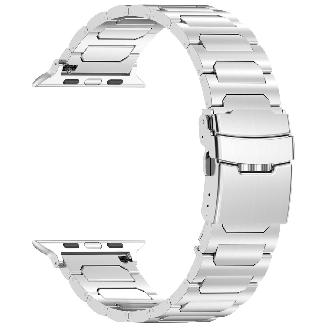 Titan H-Typ Gliederarmband - Silber - Geeignet f&uuml;r Apple Watch 44mm / 45mm / 46mm / 49mm