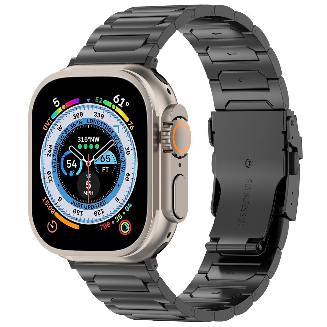 Titan H-Typ Gliederarmband - Schwarz - Geeignet f&uuml;r Apple Watch 44mm / 45mm / 46mm / 49mm