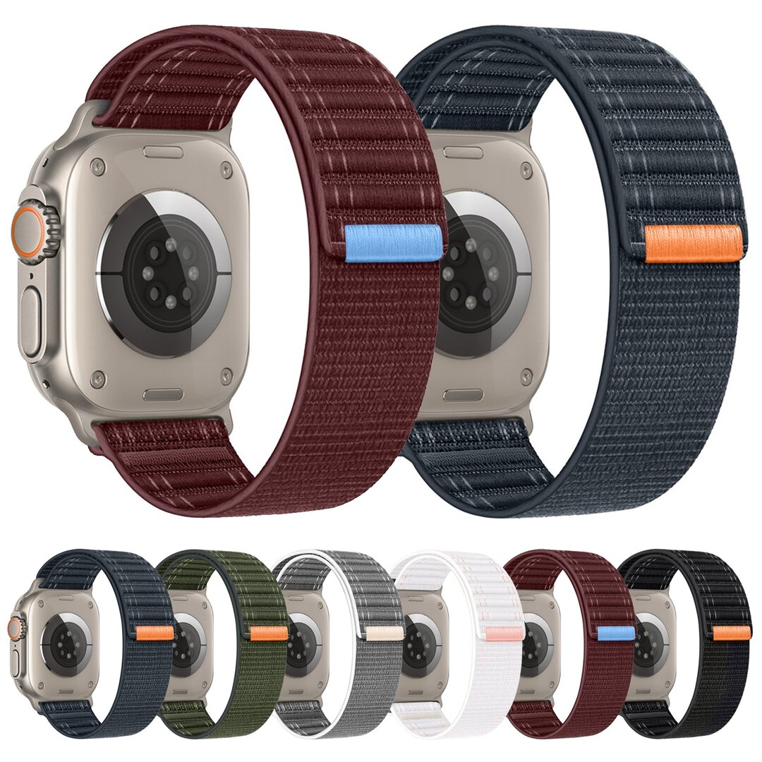 Nylon Wave Armband - Schwarz - Geeignet f&uuml;r Apple Watch 44mm / 45mm / 46mm / 49mm