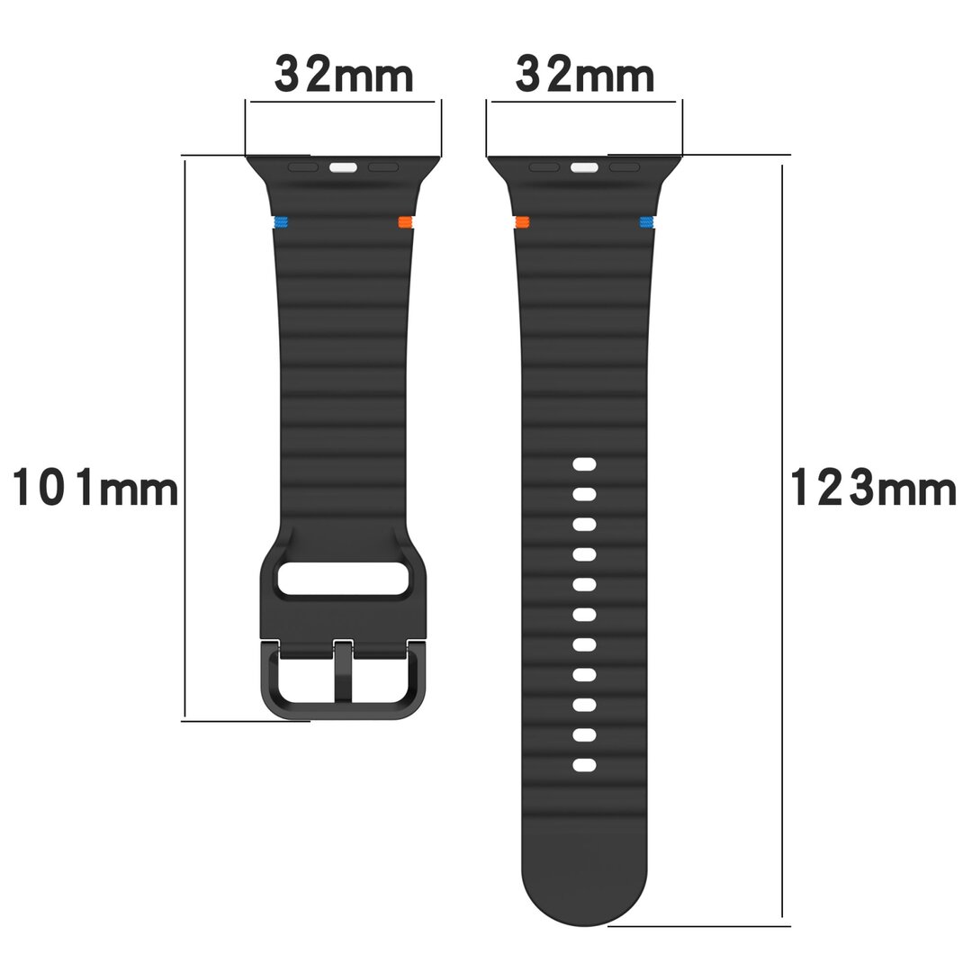 Wave Sportband - Grau - Geeignet f&uuml;r Apple Watch 38mm / 40mm / 41mm / 42mm