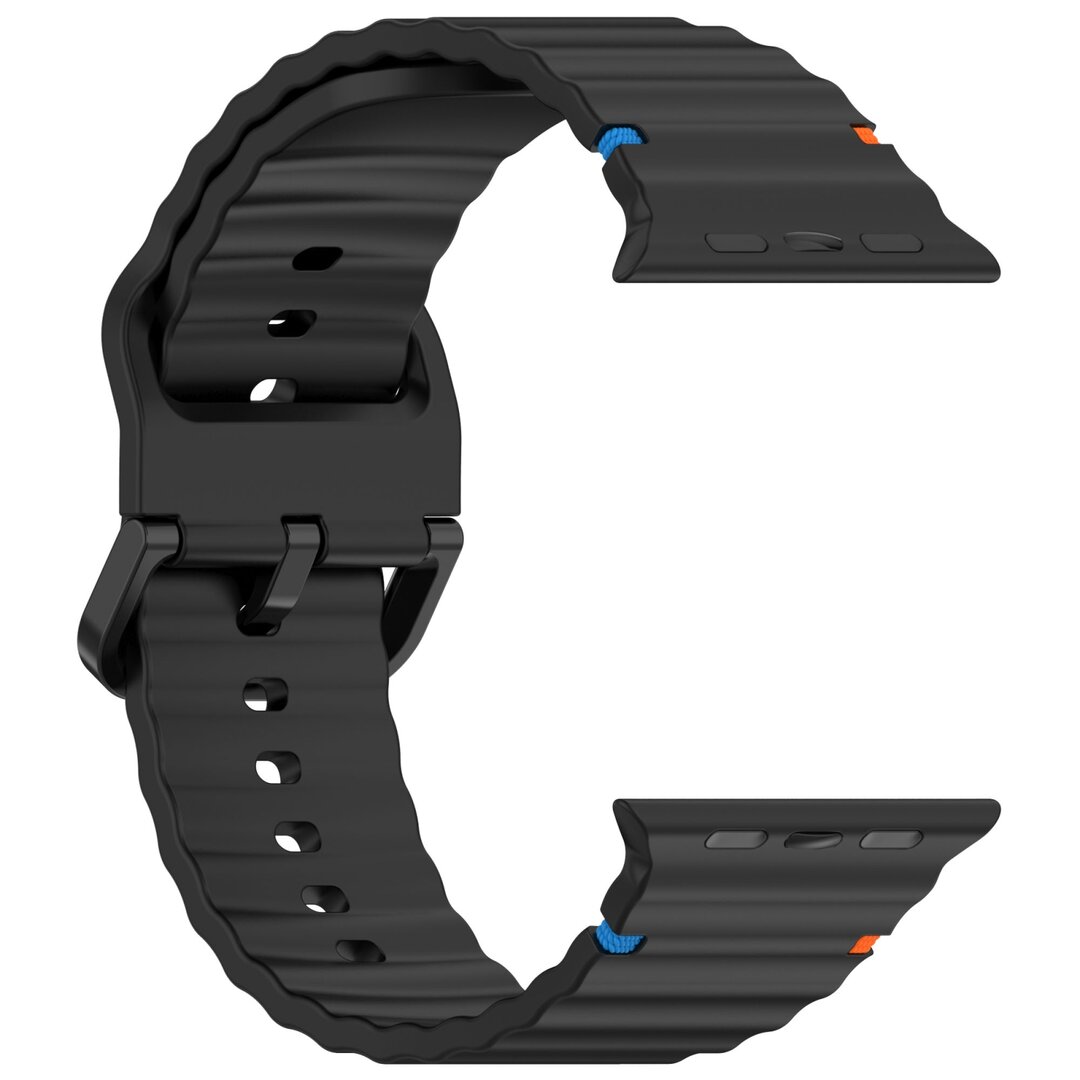 Wave Sportband - Schwarz - Geeignet f&uuml;r Apple Watch 38mm / 40mm / 41mm / 42mm