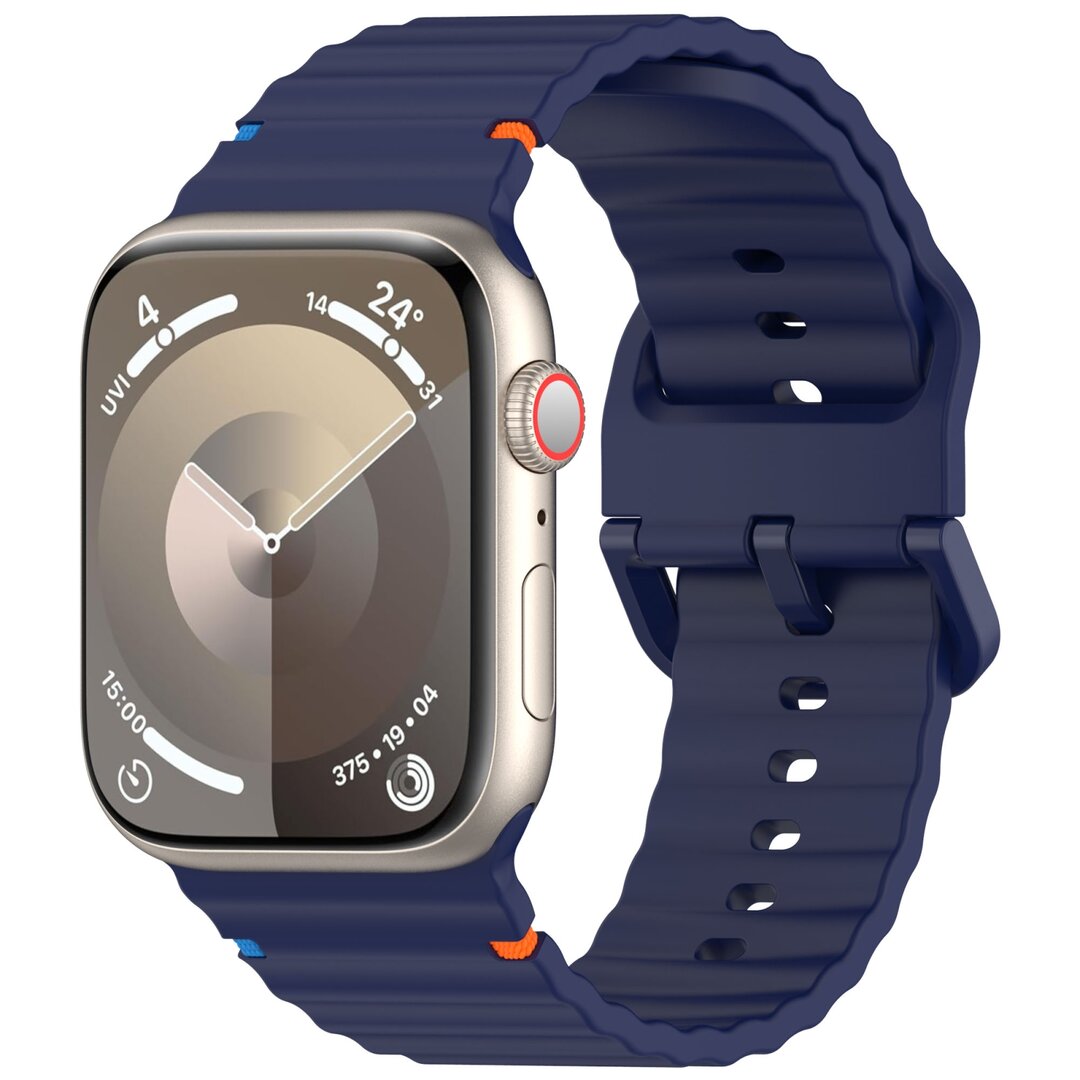 Wave Sportband - Dunkelblau - Geeignet f&uuml;r Apple Watch 44mm / 45mm / 46mm / 49mm