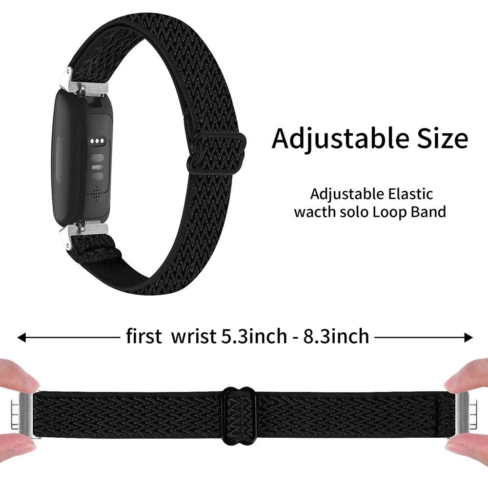 Fitbit Inspire 3 &ndash; Elastisches Solo Loop Nylonarmband - Schwarz