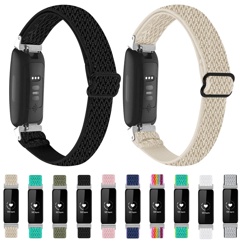 Fitbit Inspire 3 &ndash; Elastisches Solo Loop Nylonarmband - Schwarz