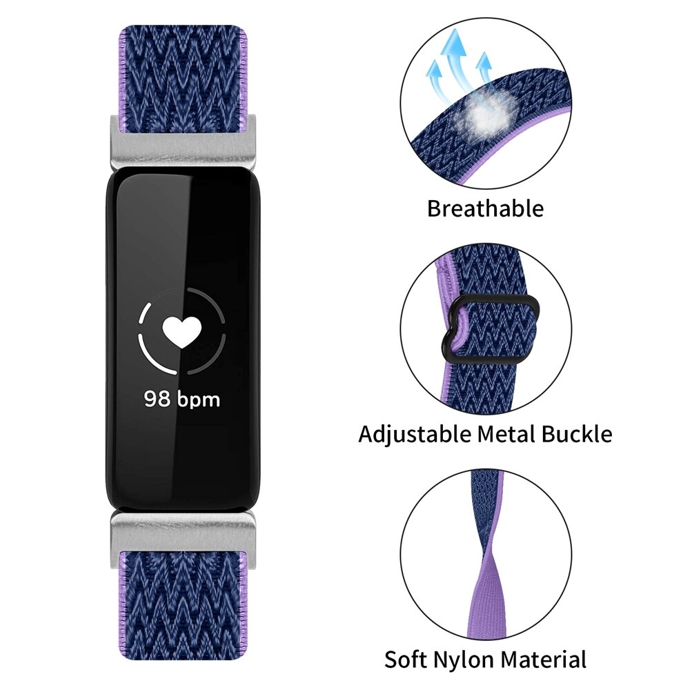 Fitbit Inspire 3 &ndash; Elastisches Solo Loop Nylonarmband - Blau/Violett