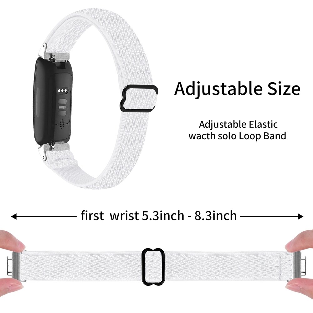 Fitbit Inspire 3 &ndash; Elastisches Solo Loop Nylonarmband - Wei&szlig;
