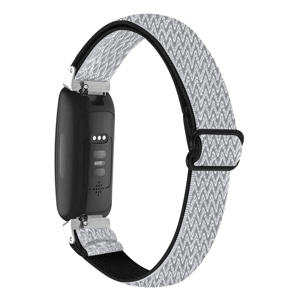Fitbit Inspire 3 &ndash; Elastisches Solo Loop Nylonarmband - Schwarz/Wei&szlig;