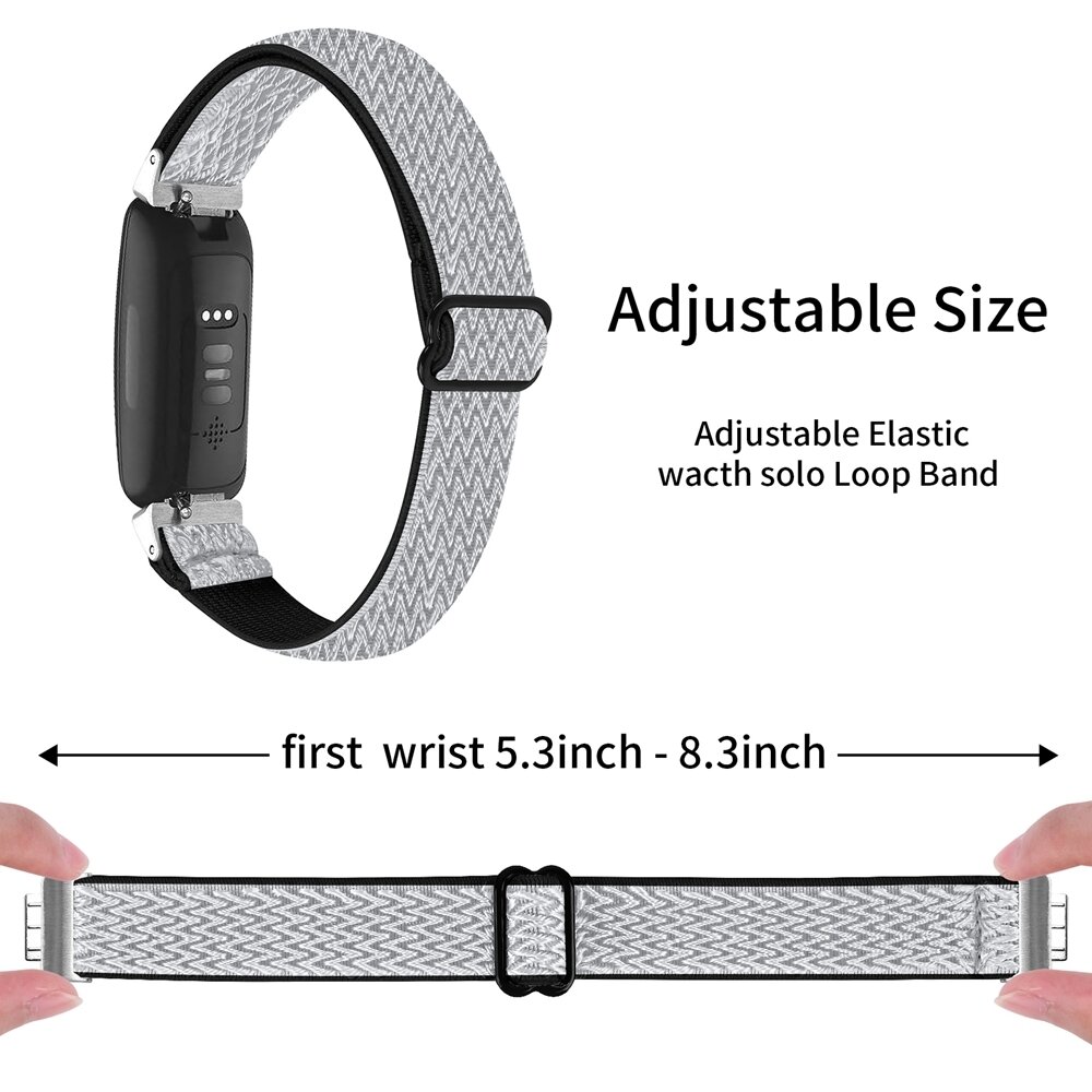 Fitbit Inspire 3 &ndash; Elastisches Solo Loop Nylonarmband - Schwarz/Wei&szlig;