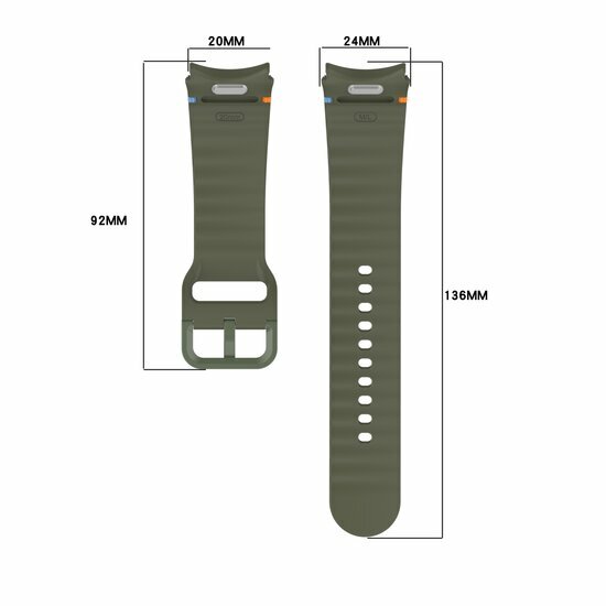 Wave Sportarmband mit Druckknopf - Gr&ouml;&szlig;e: M/L - Orange - Samsung Galaxy watch 7 - 40mm / 44mm &amp; Watch FE