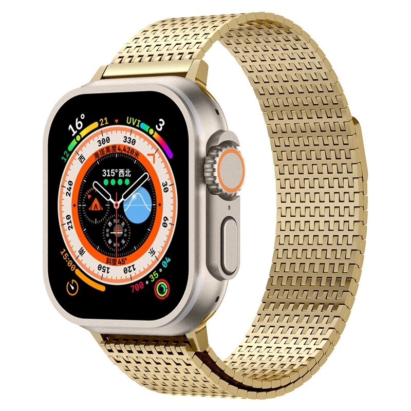 Edelstahl Loop Band - Gold - Extra stark - Geeignet f&uuml;r Apple Watch 38mm / 40mm / 41mm / 42mm