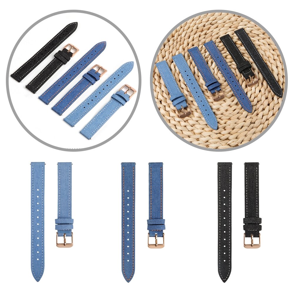 Denim-Lederarmband - Schwarz - Garmin Lily 2