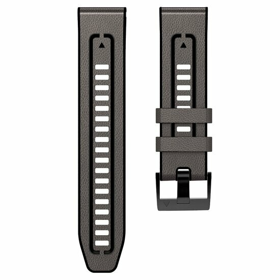Leder + Silikonarmband - Grau - Garmin Epix Pro Gen 2 (51mm) / Quatix 7X / 6X &amp; Tactix 7 (pro)