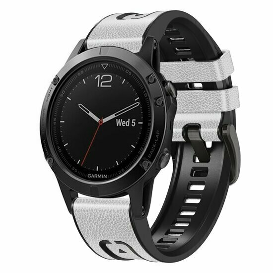 Leder + Silikonarmband - Wei&szlig; - Garmin Epix Gen 2 (47mm) / MARQ / Quatix 7/6/5