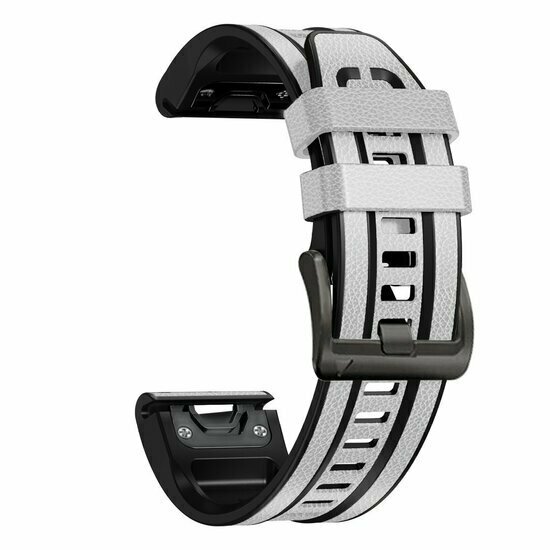 Leder + Silikonarmband - Wei&szlig; - Garmin Epix Gen 2 (47mm) / MARQ / Quatix 7/6/5