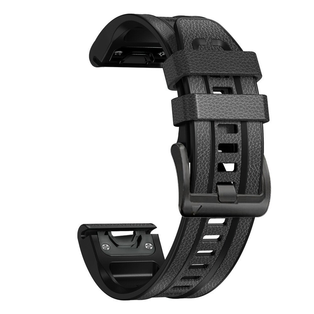 Leder + Silikonarmband - Dunkelgrau - Garmin Fenix 7X / 6X / 5X