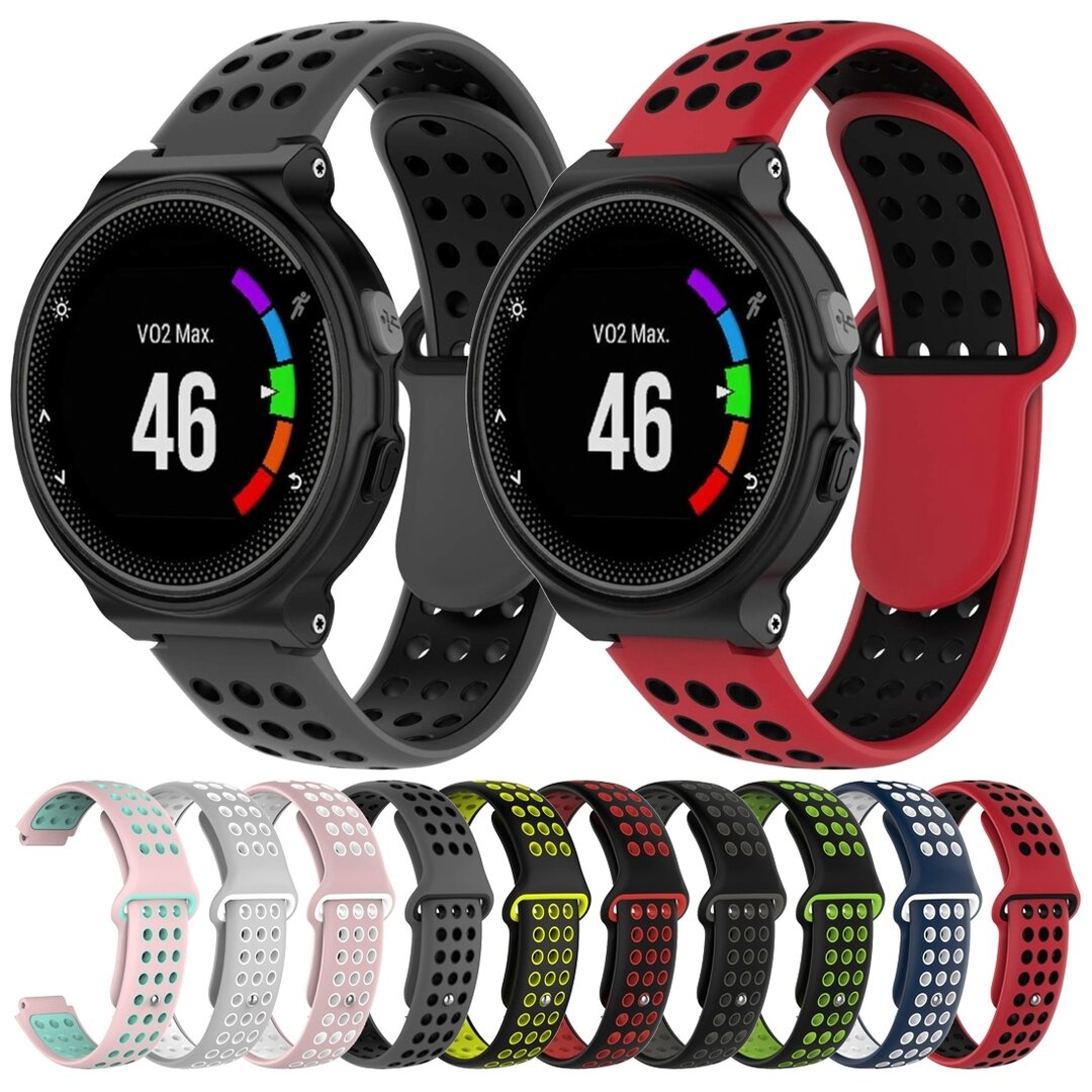 Silikon-Sportarmband - Grau + Wei&szlig; - Garmin Forerunner 220 / 230 / 235 / 620 / 630 / 735 (XT)