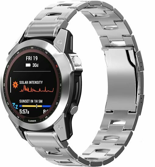 Titanium Gliederarmband - Silber - Garmin Approach S60 &amp; S62 / Instinct / Instinct 2 (Solar)