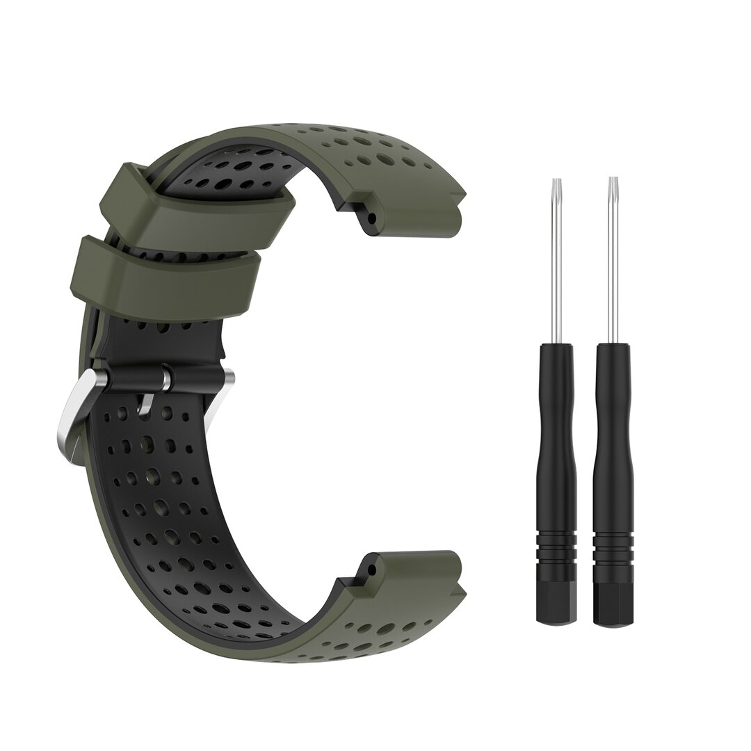 Silikon-Punktmuster-Armband - Dunkelgr&uuml;n + Schwarz - Garmin Forerunner 220 / 230 / 235 / 620 / 630 / 735 (XT)