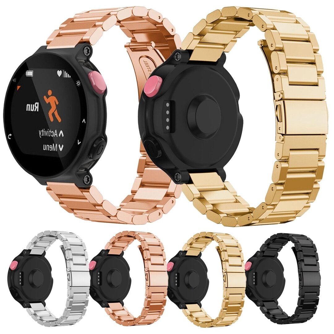 Stahlgliederarmband - Schwarz - Garmin Forerunner 220 / 230 / 235 / 620 / 630 / 735 (XT)