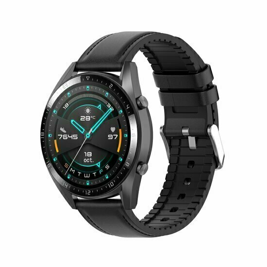 Leder + Silikonarmband - Schwarz - Huawei Watch 4 (pro) / 3 (pro) / Ultimate