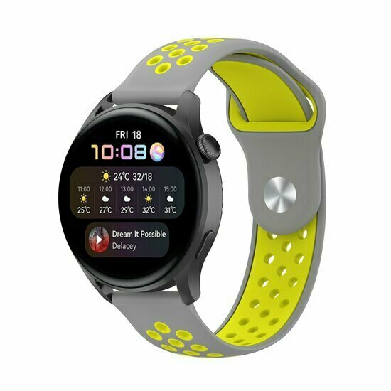 Sport Edition Silikonband - Grau + Gelb - Huawei Watch 4 (pro) / 3 (pro) / Ultimate