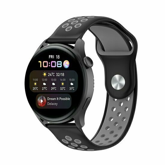 Sport Edition Silikonband - Schwarz + Grau - Huawei Watch 4 (pro) / 3 (pro) / Ultimate