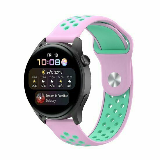 Sport Edition Silikonband - Rosa + gr&uuml;n - Huawei Watch 4 (pro) / 3 (pro) / Ultimate
