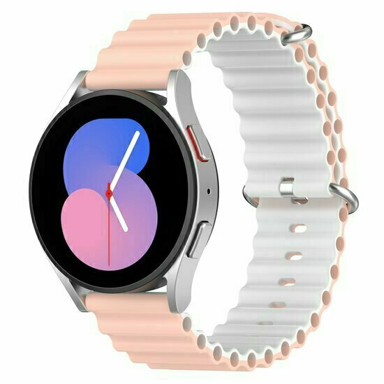 Ocean Style Silikonarmband - Hellrosa / Wei&szlig; - Huawei Watch 4 (pro) / 3 (pro) / Ultimate