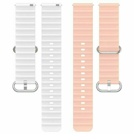 Ocean Style Silikonarmband - Hellrosa / Wei&szlig; - Huawei Watch 4 (pro) / 3 (pro) / Ultimate