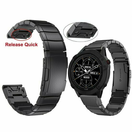Edelstahl-Gliederarmband - Schwarz - Garmin Instinct E - 40mm