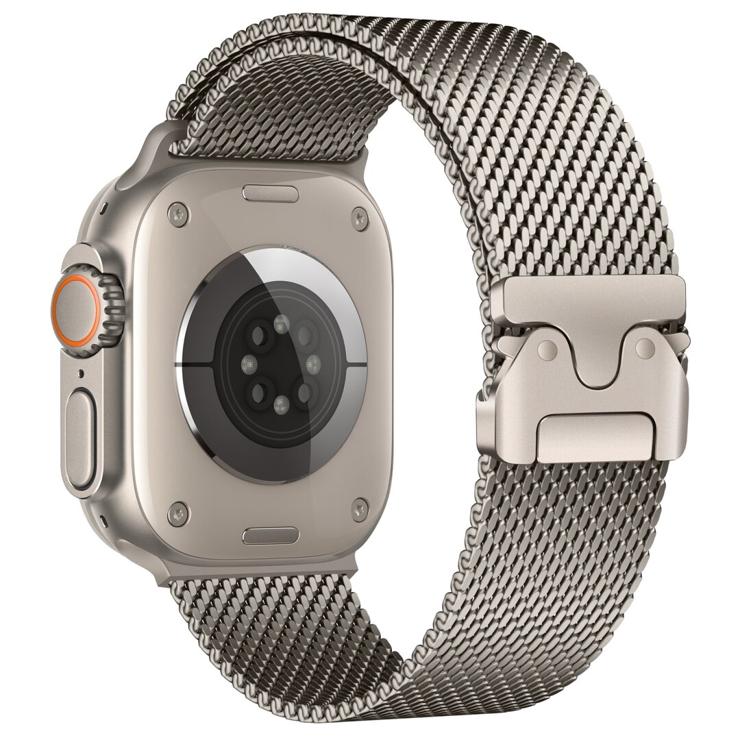 Milanaise Loop-Band mit Schnappverschluss - Farbe Titan - Geeignet f&uuml;r Apple Watch 38mm / 40mm / 41mm / 42mm
