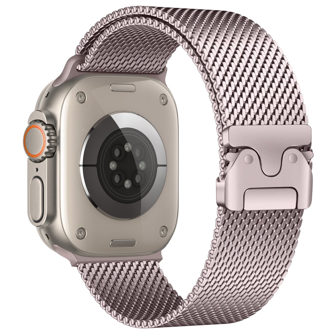 Milanaise Loop Band mit Schnappverschluss - Pink Pink - Geeignet f&uuml;r Apple Watch 38mm / 40mm / 41mm / 42mm