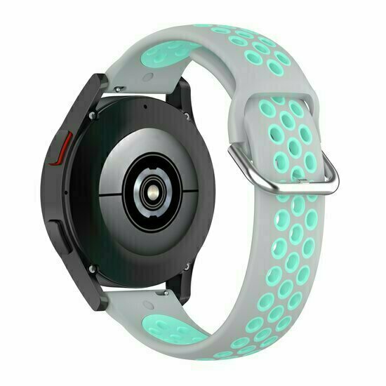 Silikon-Sportband mit Schnalle - Grau + T&uuml;rkis - Huawei Watch 4 (pro) / 3 (pro) / Ultimate