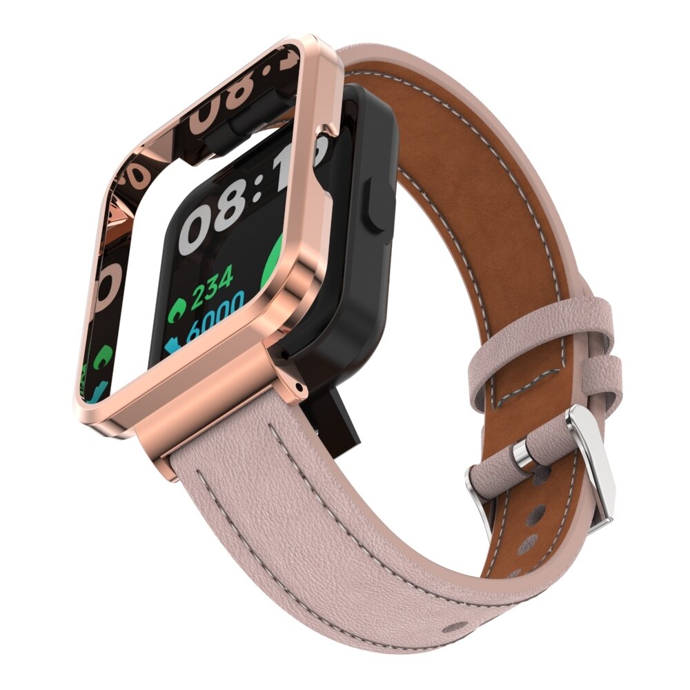 Lederarmband mit H&uuml;lle - Pink - Xiaomi Redmi Watch 2 (Lite)