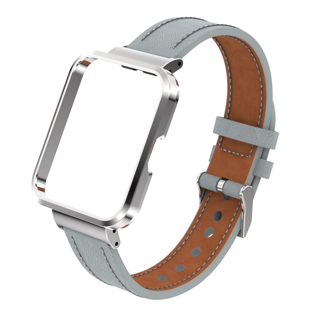 Lederarmband mit H&uuml;lle - Grau - Xiaomi Redmi Watch 2 (Lite)