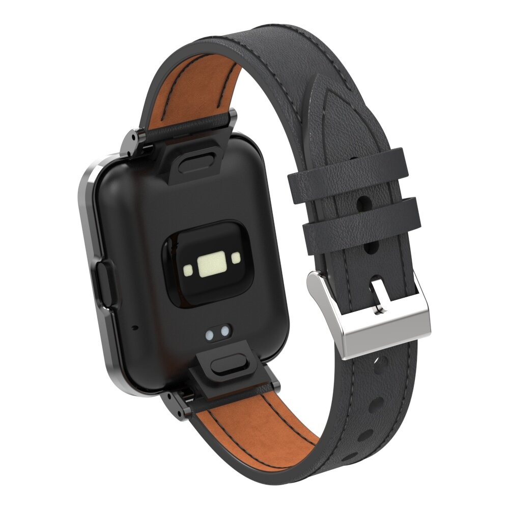 Lederarmband mit H&uuml;lle - Schwarz - Xiaomi Redmi Watch 2 (Lite)