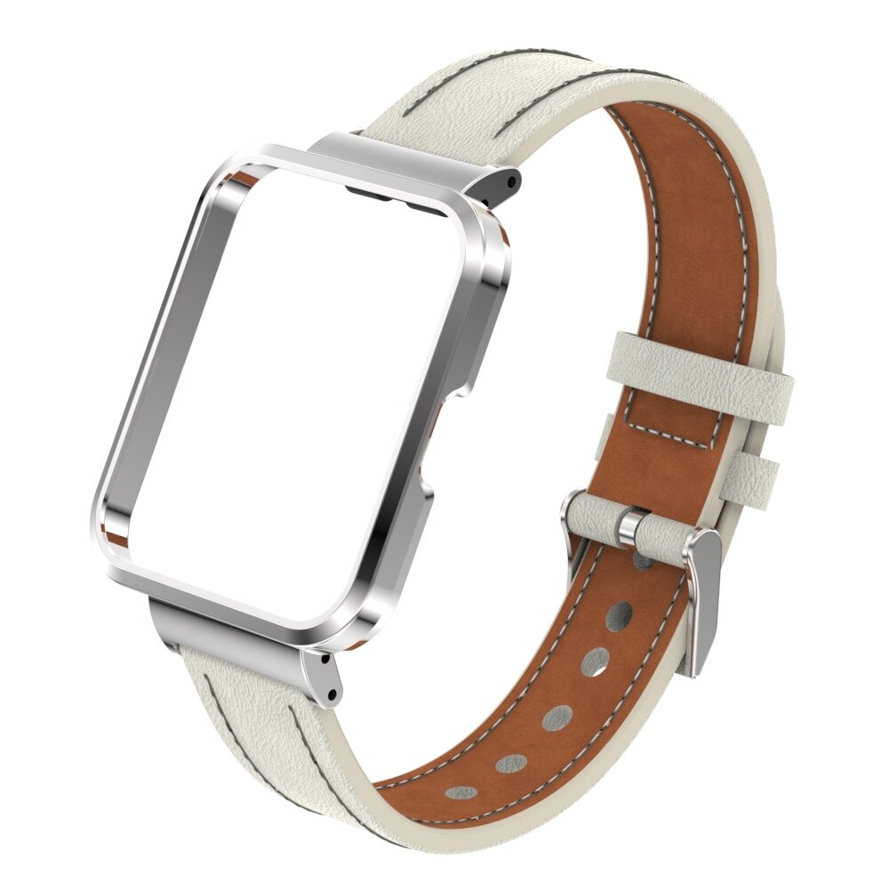 Lederarmband mit H&uuml;lle - Creme-Wei&szlig; - Xiaomi Redmi Watch 2 (Lite)
