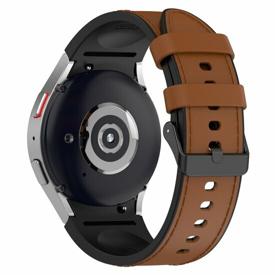 Leder + Silikonband - Gr&ouml;&szlig;e: klein - Braun - Samsung Galaxy Watch 5 (Pro) - 40mm / 44mm / 45mm
