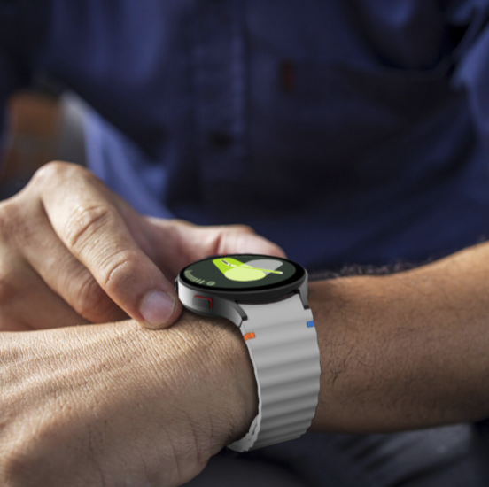 Wave Sportarmband mit Druckknopf - Gr&ouml;&szlig;e: M/L - Grau - Samsung Galaxy Watch 6 Classic - 47mm &amp; 43mm