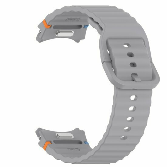 Wave Sportarmband mit Druckknopf - Gr&ouml;&szlig;e: M/L - Dunkelgrau - Samsung Galaxy Watch 6 Classic - 47mm &amp; 43mm
