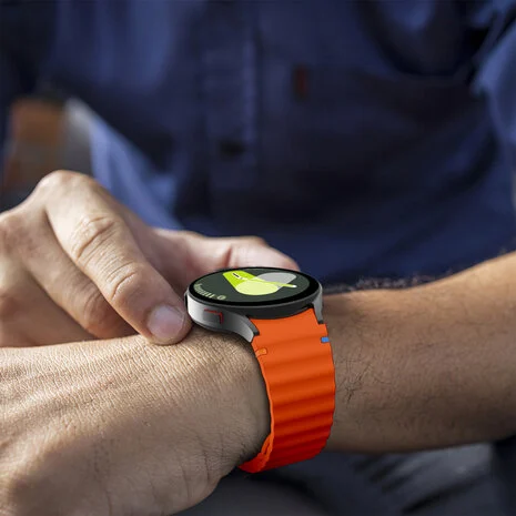 Wave Sportarmband mit Druckknopf - Gr&ouml;&szlig;e: M/L - Orange - Samsung Galaxy Watch 6 Classic - 47mm &amp; 43mm