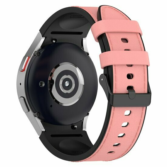 Leder + Silikonband - Gr&ouml;&szlig;e: gro&szlig; - Pink - Samsung Galaxy Watch 6 Classic - 47mm &amp; 43mm