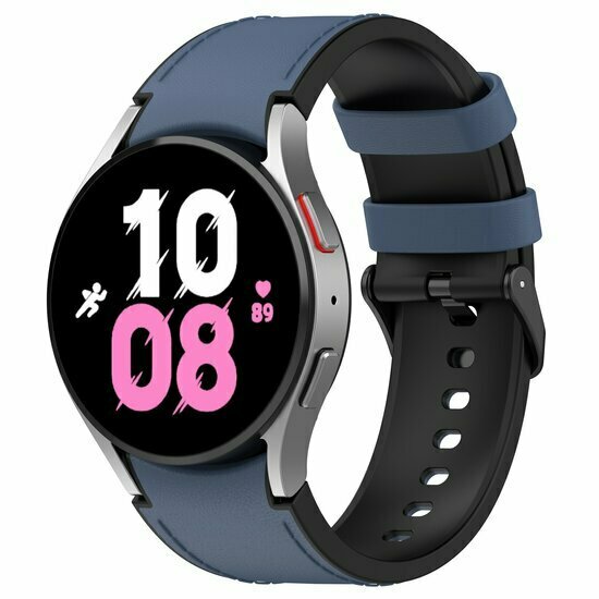 Leder + Silikonband - Small - Dunkelblau - Samsung Galaxy Watch 6 Classic - 47mm &amp; 43mm