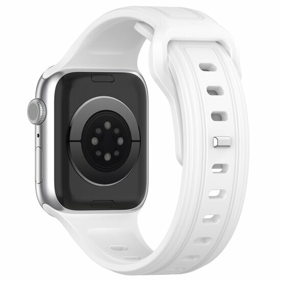 Quadratisches Silikonarmband - Wei&szlig; - Geeignet f&uuml;r Apple Watch 38mm / 40mm / 41mm / 42mm