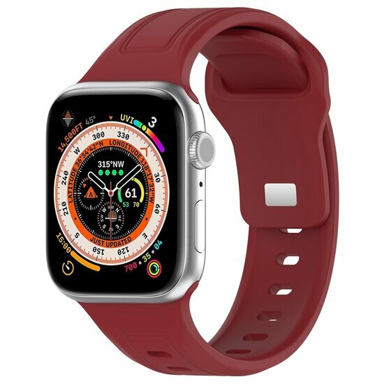 Quadratisches Silikonarmband - Bordeaux - Geeignet f&uuml;r Apple Watch 38mm / 40mm / 41mm / 42mm