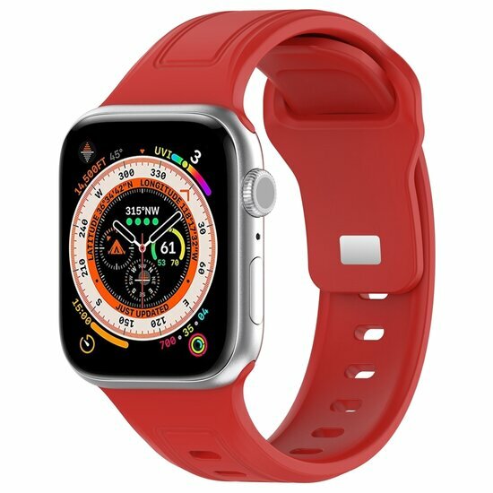 Quadratisches Silikonarmband - Rot - Geeignet f&uuml;r Apple Watch 38mm / 40mm / 41mm / 42mm
