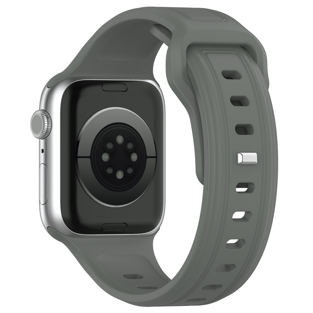 Quadratisches Silikonarmband - Grau-Gr&uuml;n - Geeignet f&uuml;r Apple Watch 38mm / 40mm / 41mm / 42mm