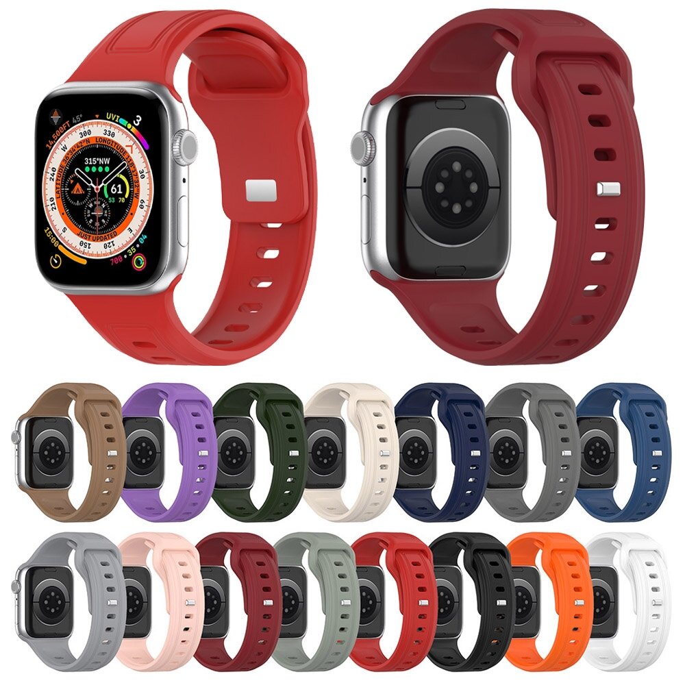 Quadratisches Silikonarmband - Grau-Gr&uuml;n - Geeignet f&uuml;r Apple Watch 38mm / 40mm / 41mm / 42mm