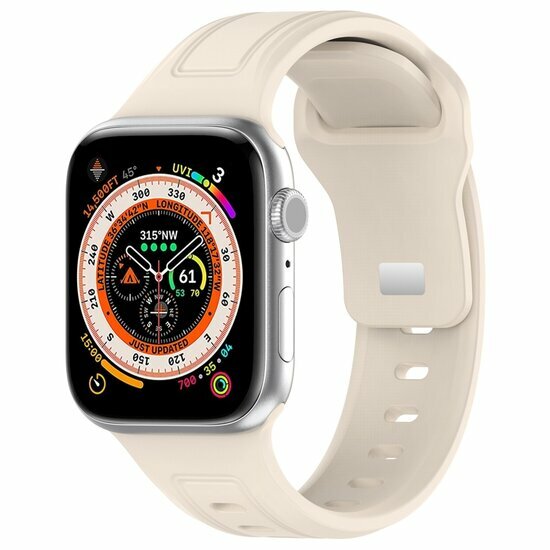 Quadratisches Silikonarmband - Beige - Geeignet f&uuml;r Apple Watch 38mm / 40mm / 41mm / 42mm